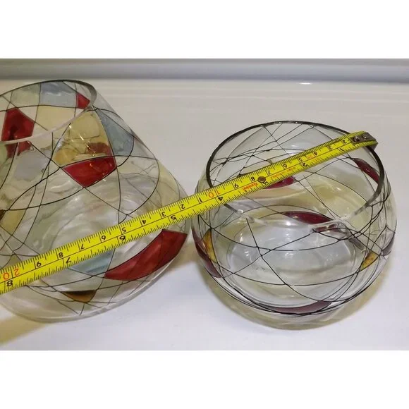 PartyLite Mosaic Calypso Jar Glass Candle Shade Vase & Lampshade Set Abstract - Picture 6 of 12